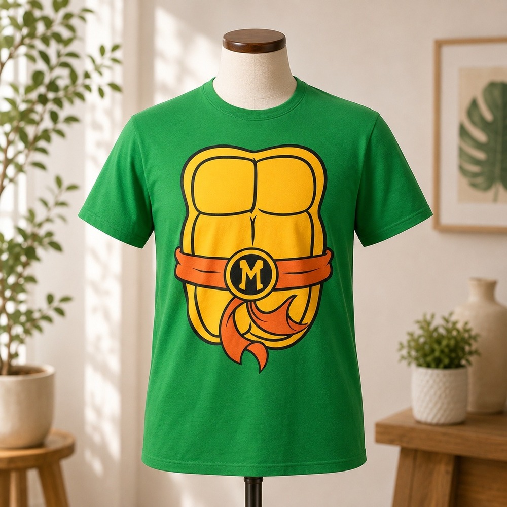 Nickelodeon TMNT Michelangelo T-Shirt Mens XL Green Michelangelo Costume Tee